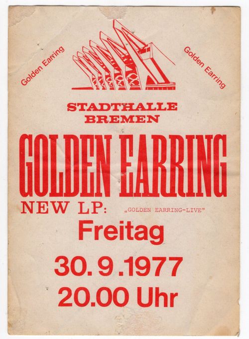 Golden Earring show poster October 30 1977 Bremen - Stadthalle II